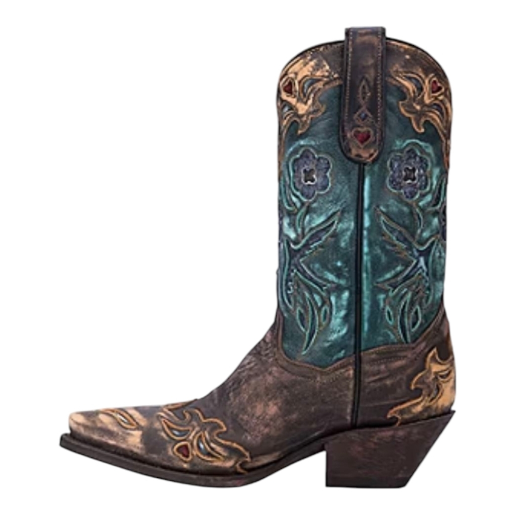 Dan Post Distressed "Vintage Bluebird" Cowgirl Boots Snip Toe Sz 9 Style#Dp3544